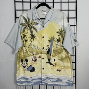 Vintage Walt‎ Disney World Mickey 1971 Hang Loose Hawaiian Shirt Mens L Beach